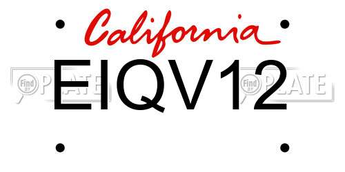 EIQV12 California License Plate