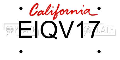 EIQV17 California License Plate