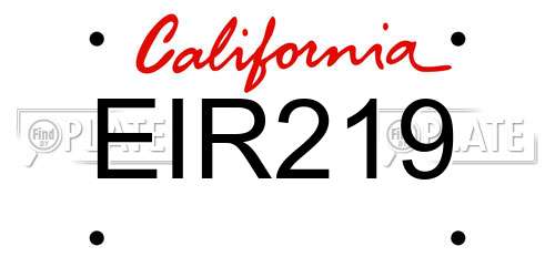 EIR219 California License Plate