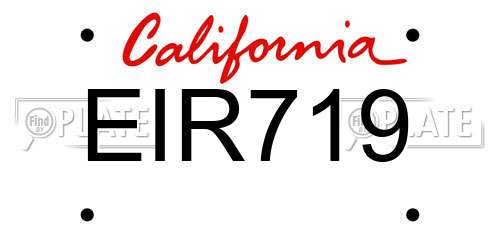 EIR719 California License Plate
