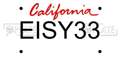 EISY33 California License Plate