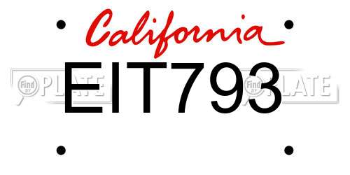 EIT793 California License Plate
