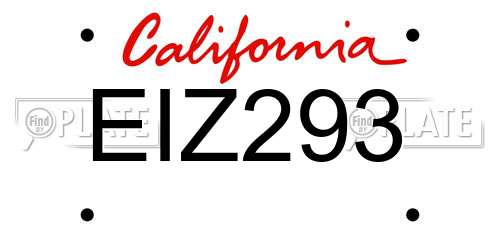 EIZ293 California License Plate