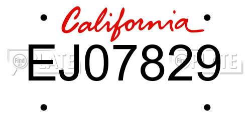 EJ07829 California License Plate