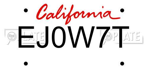EJ0W7T California License Plate