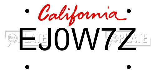 EJ0W7Z California License Plate