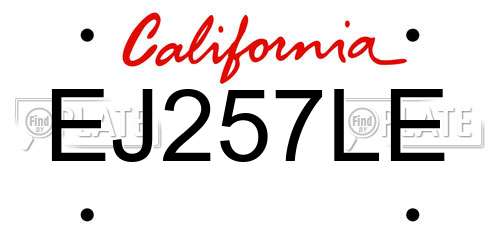 EJ257LE California License Plate