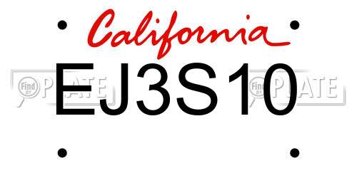 EJ3S10 California License Plate