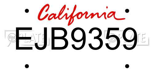 EJB9359 California License Plate