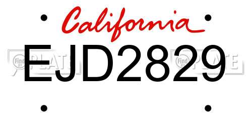EJD2829 California License Plate
