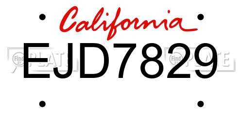 EJD7829 California License Plate
