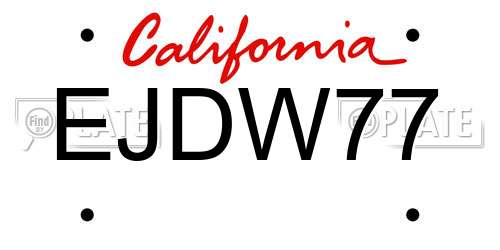 EJDW77 California License Plate