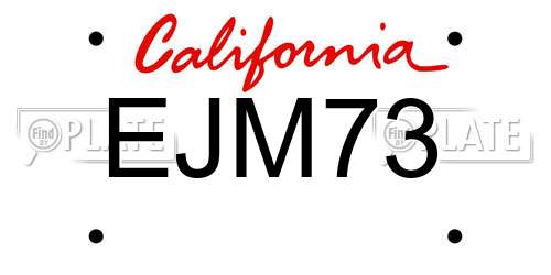 EJM73 California License Plate