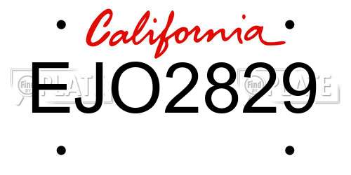 EJO2829 California License Plate