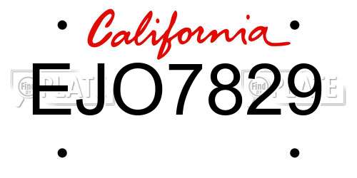 EJO7829 California License Plate