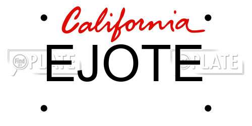 EJOTE California License Plate