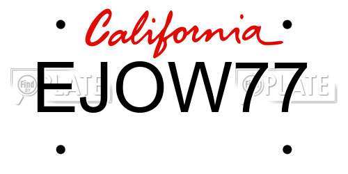 EJOW77 California License Plate