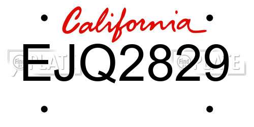 EJQ2829 California License Plate