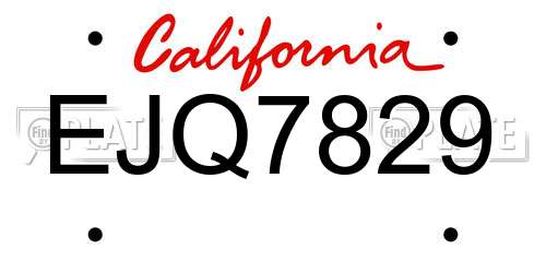EJQ7829 California License Plate