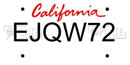 EJQW72 California License Plate