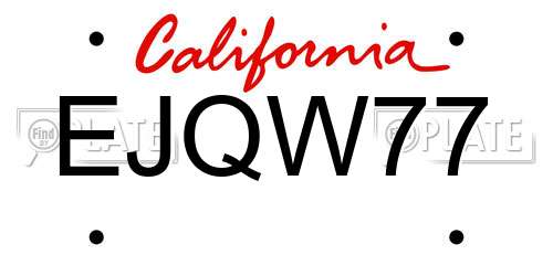 EJQW77 California License Plate