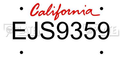EJS9359 California License Plate