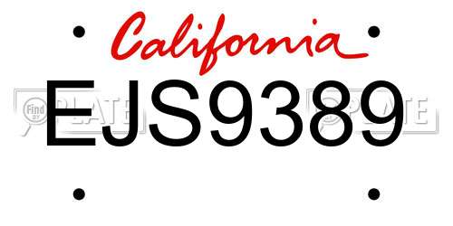 EJS9389 California License Plate