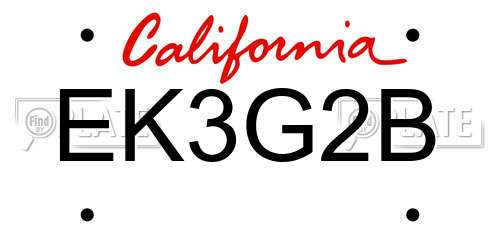 EK3G2B California License Plate