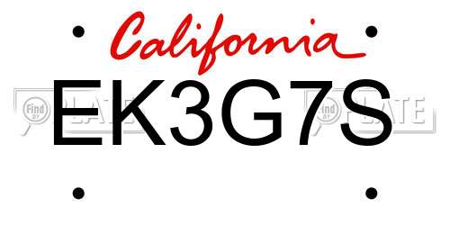 EK3G7S California License Plate