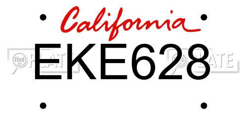 EKE628 California License Plate