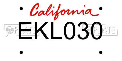 EKL030 California License Plate