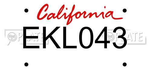 EKL043 California License Plate