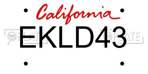 EKLD43 California License Plate