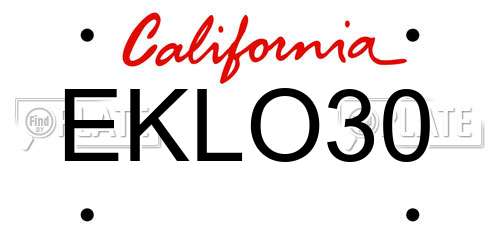 EKLO30 California License Plate