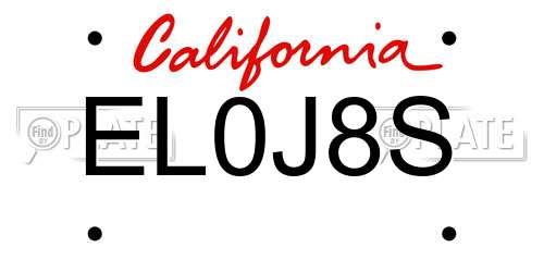EL0J8S California License Plate