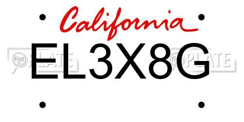 EL3X8G California License Plate
