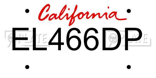 EL466DP California License Plate