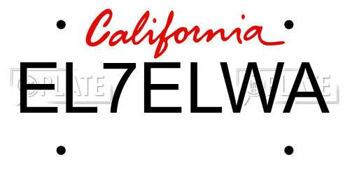 EL7ELWA California License Plate