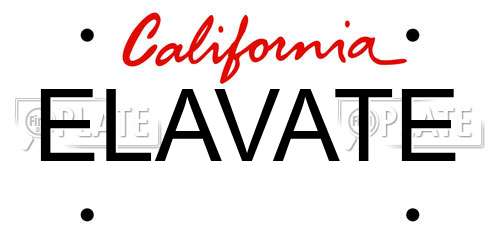 ELAVATE California License Plate