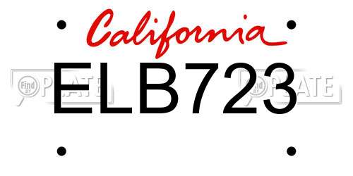 ELB723 California License Plate