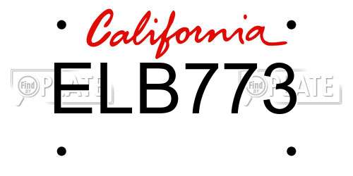 ELB773 California License Plate
