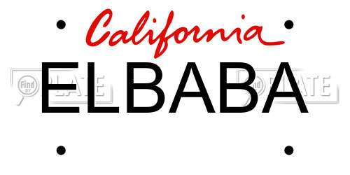 ELBABA California License Plate