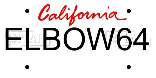 ELBOW64 California License Plate