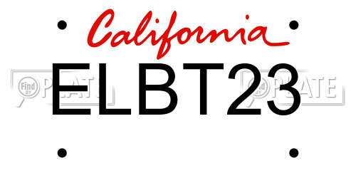 ELBT23 California License Plate