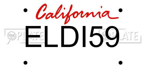 ELDI59 California License Plate