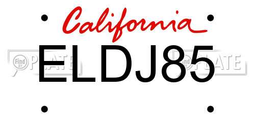 ELDJ85 California License Plate