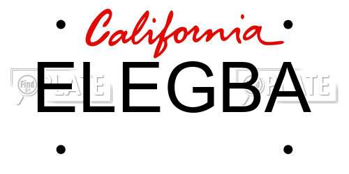ELEGBA California License Plate
