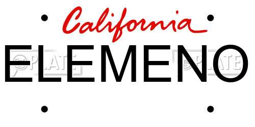 ELEMENO California License Plate