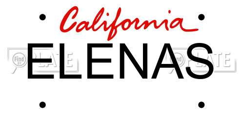 ELENAS California License Plate