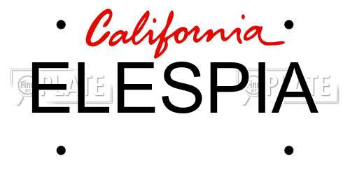 ELESPIA California License Plate